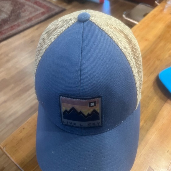 Blue “Live Lucky” Trucker Hat with Mountain Patch - Picture 2 of 8